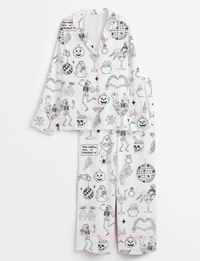 Spooky Bride Pajama Set – Skeleton Bachelorette Party Pajamas – Halloween Wedding Gift - Bridal Shower Sleepwear