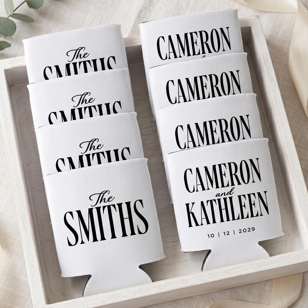 Custom Wedding Can Coolers Personalized Wedding Favor Beverage Holder Reception Drink Sleeve Bridal Shower Party Gift