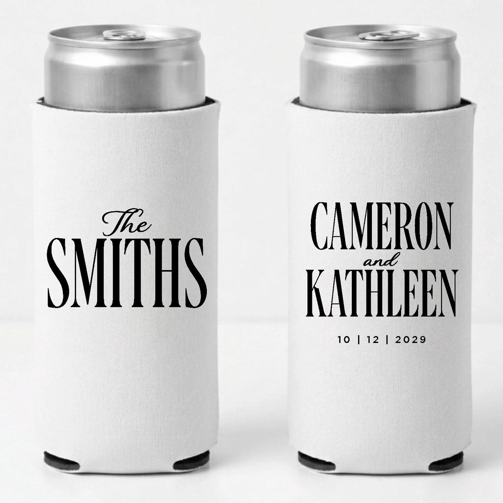 Custom Wedding Slim Can Coolers Personalized Wedding Favor Skinny Can Holder Reception Party Beverage Sleeve