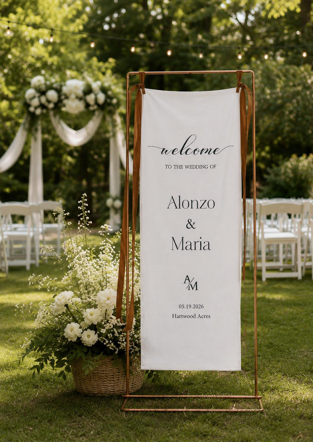 Personalized Linen Wedding Welcome Sign, Bridal Shower, Baby Shower, Engagement Party, Anniversary Banner, Boho Wedding Decor