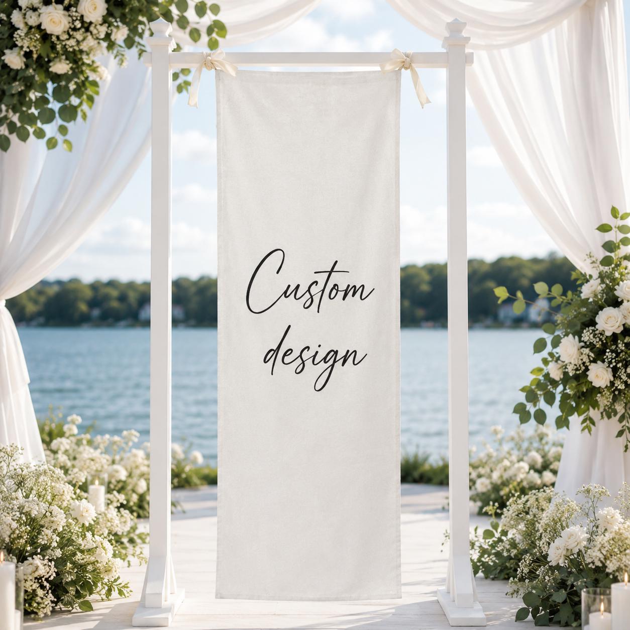 Custom Wedding Fabric Sign, Personalized Hanging Linen Banner, Your Design Wedding Signage, Reception Decor