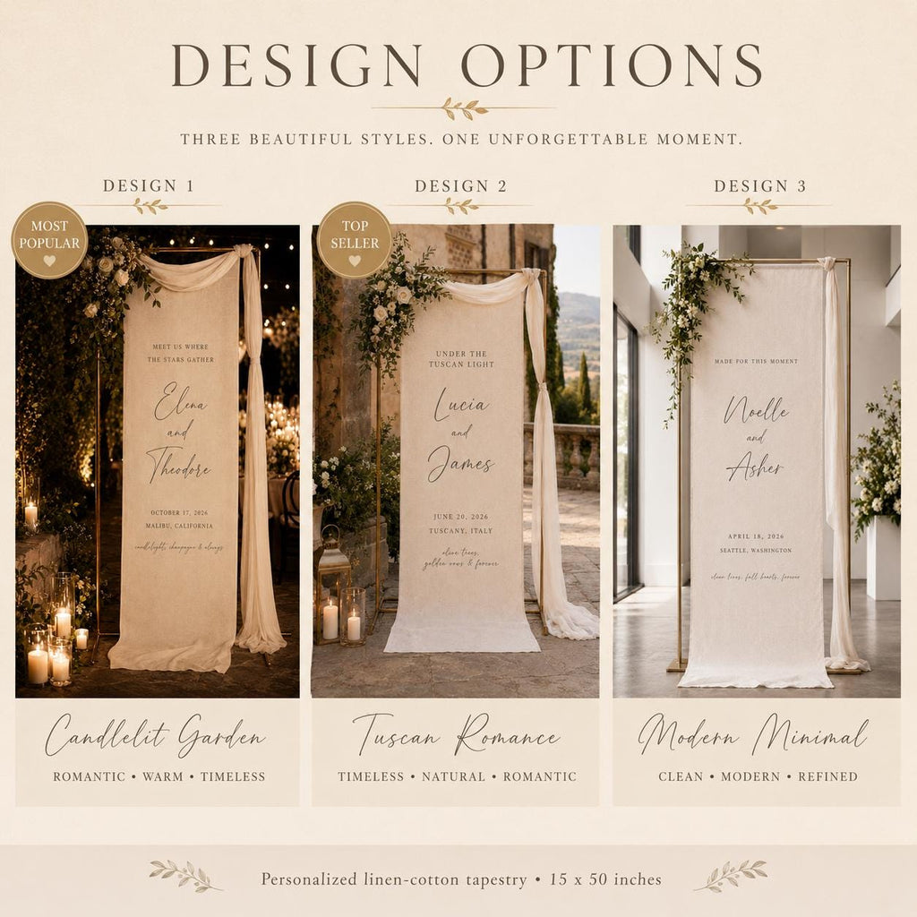 Personalized Linen Wedding Welcome Sign, Custom Fabric Wedding Sign, Linen Cotton Wedding Banner, Elegant Ceremony Reception Decor