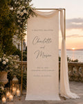 Personalized Linen Wedding Welcome Sign, Custom Fabric Wedding Sign, Linen Cotton Wedding Banner, Elegant Ceremony Reception Decor