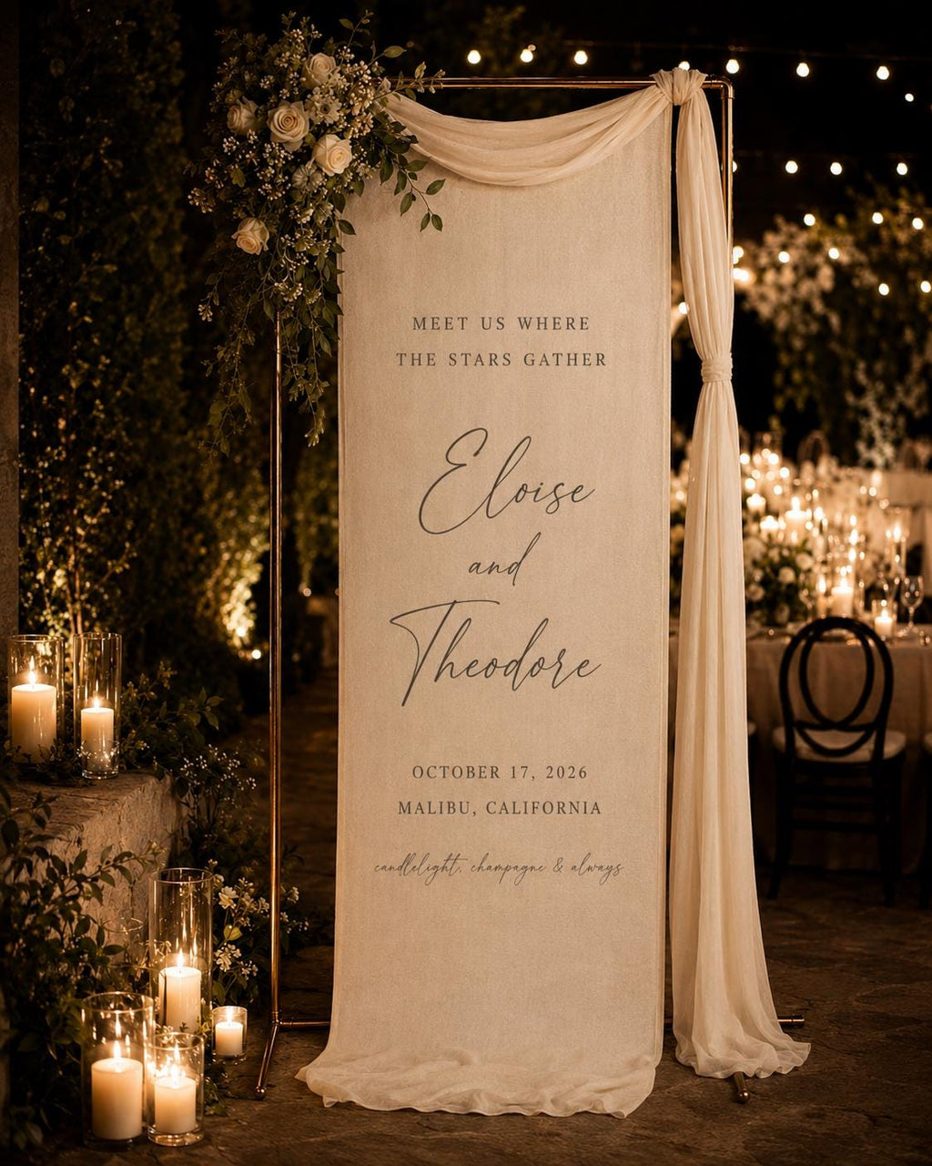 Personalized Linen Wedding Welcome Sign, Custom Fabric Wedding Sign, Linen Cotton Wedding Banner, Elegant Ceremony Reception Decor