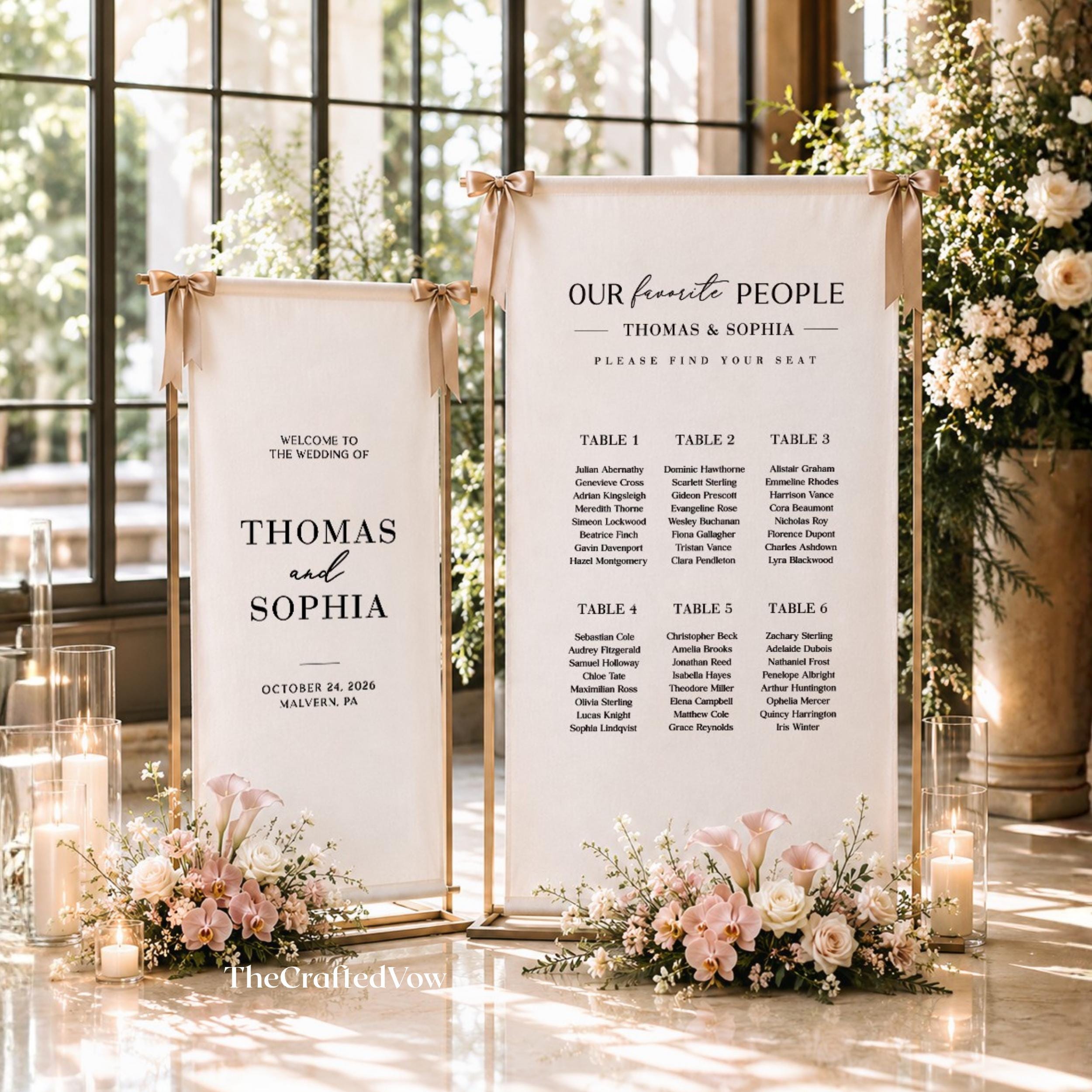 Personalized Linen Wedding Welcome Sign, Custom Fabric Banner, Modern Engagement Party Decor