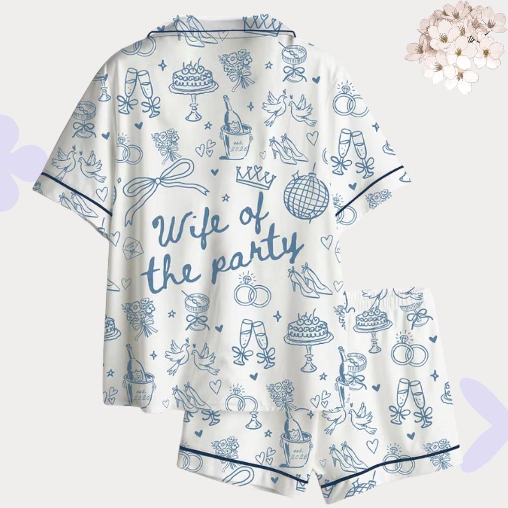 Wife of the Party Pajamas – Custom Bridal Doodle Pjs – Bachelorette Party Gift - Matching Bridesmaid