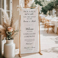 Unplugged Ceremony Linen Wedding Banner, Custom Pick a Seat Not a Side Fabric Sign, Rustic No Phones Vertical Reception Entrance Decor