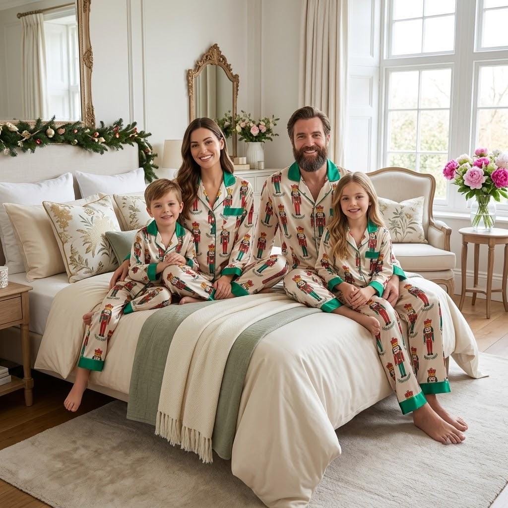 Nutcracker Christmas Satin Pajamas Set, Nutcracker Pajamas, Nutcracker Xmas Lover Gift, Christmas Pajamas, Family Matching Christmas Pajamas