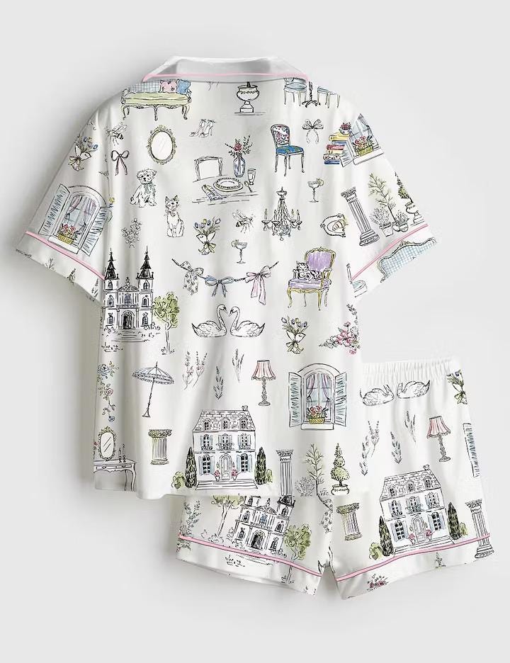 Chic French Summer Silky Satin Pajamas, Cute European Holiday Short Sleeve Pjs Set, Elegant Vacation Loungewear, Bridesmaid PJ Gift