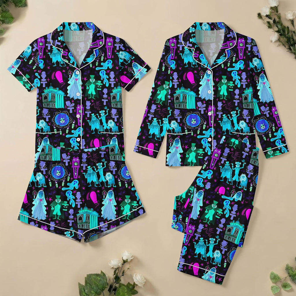 Haunted Mansion Matching Pajamas, Hitchhiking Ghosts Short Pajama, Halloween Ghosts Sleepwear, Spooky Disney Wear, Disney Trip