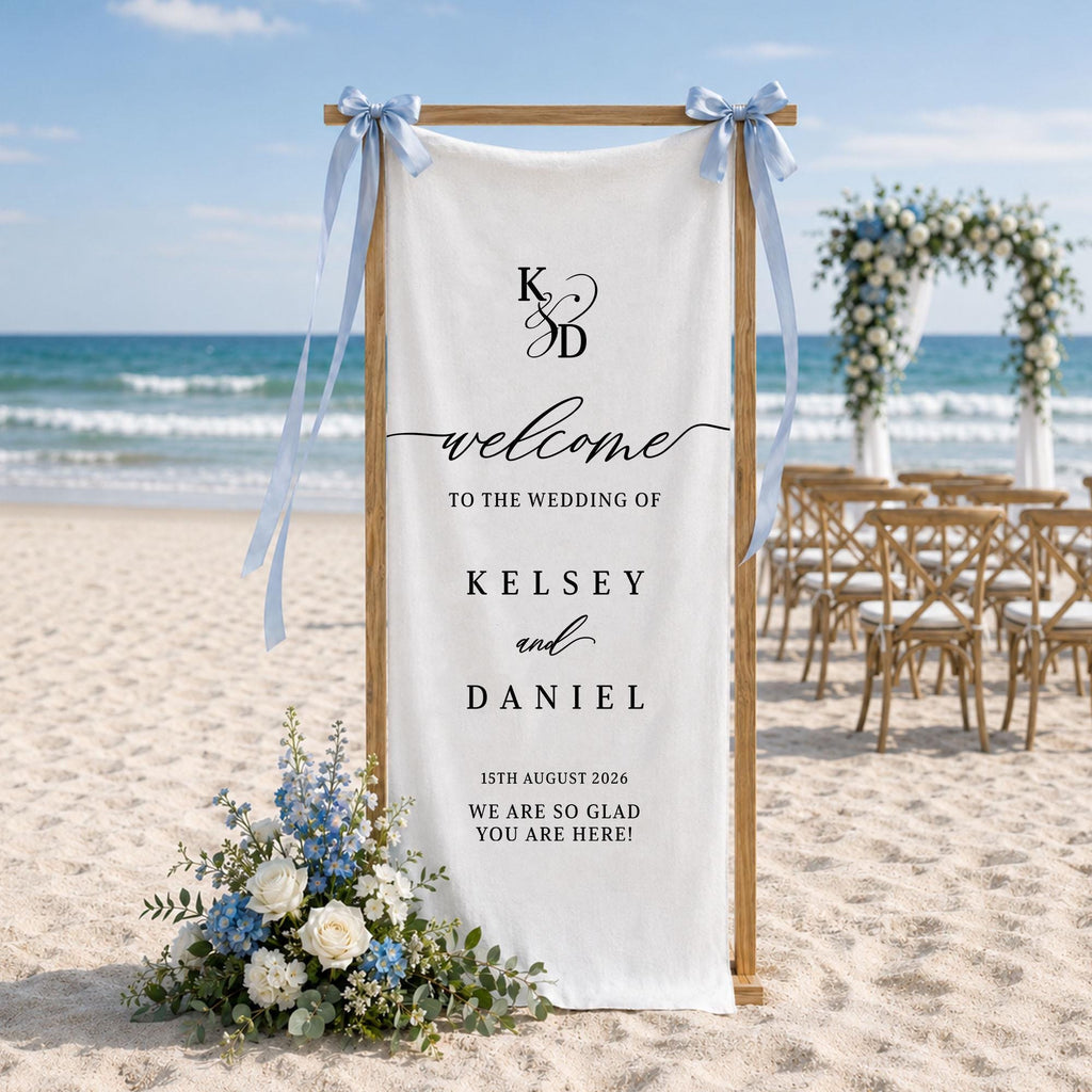 Custom Wedding Welcome Sign, Vertical Wedding Sign with Names for Reception, Wedding Decor, Rehearsal Dinner, Engagement Party Banner