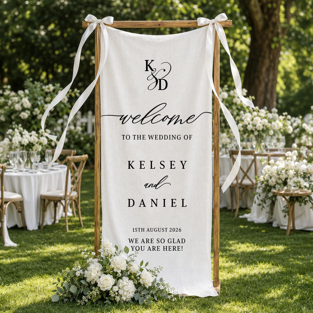 Custom Wedding Welcome Sign, Vertical Wedding Sign with Names for Reception, Wedding Decor, Rehearsal Dinner, Engagement Party Banner