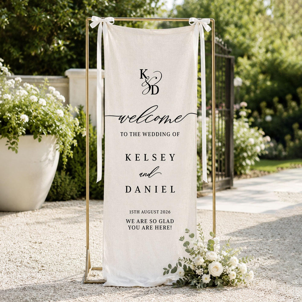 Custom Wedding Welcome Sign, Vertical Wedding Sign with Names for Reception, Wedding Decor, Rehearsal Dinner, Engagement Party Banner