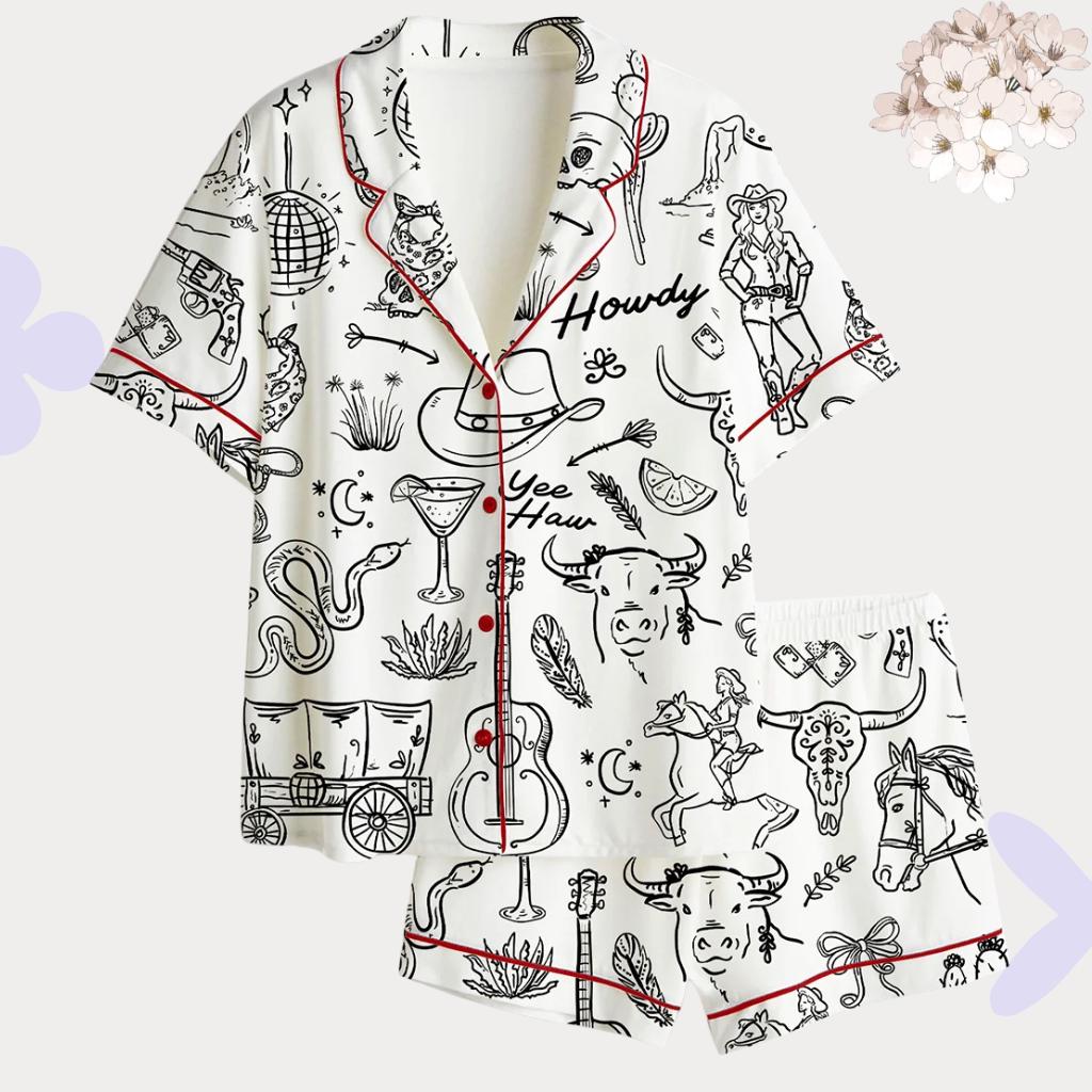 Western Pajama Set – Cowgirl pjs – Nashville Bachelorette PJ, Bridal Party Gift, Girls Trip Sleepwear