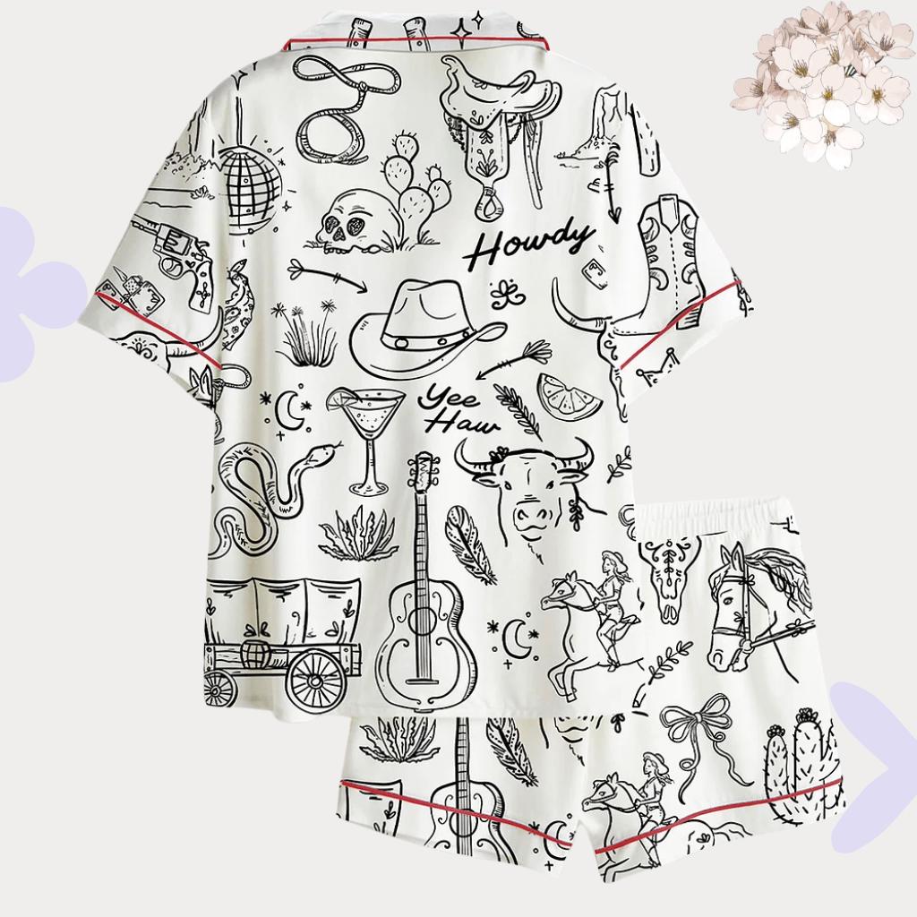 Western Pajama Set – Cowgirl pjs – Nashville Bachelorette PJ, Bridal Party Gift, Girls Trip Sleepwear