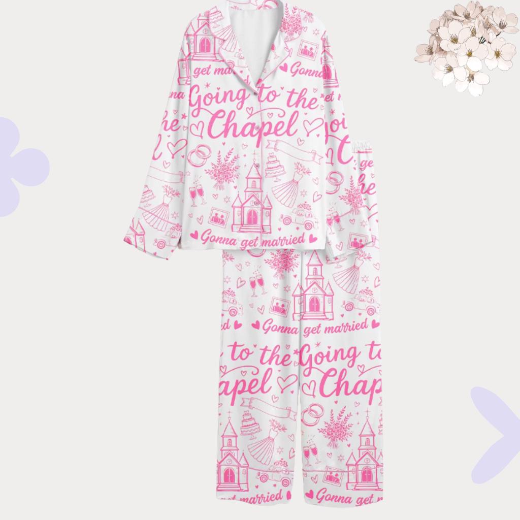 Bridal Pajamas Set – Going to the Chapel Pink Bride – Bachelorette Party Bridal - Wedding Getting Ready