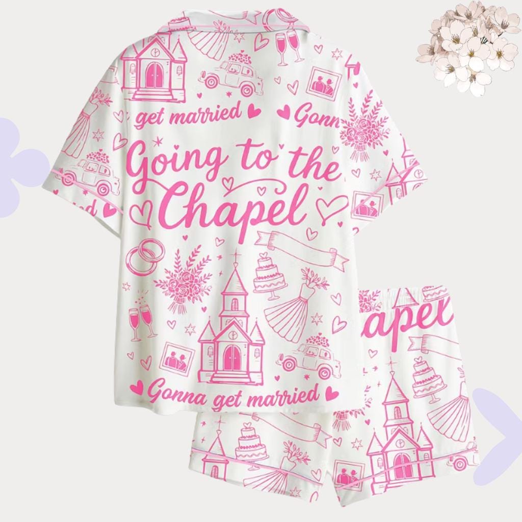 Bridal Pajamas Set – Going to the Chapel Pink Bride – Bachelorette Party Bridal - Wedding Getting Ready