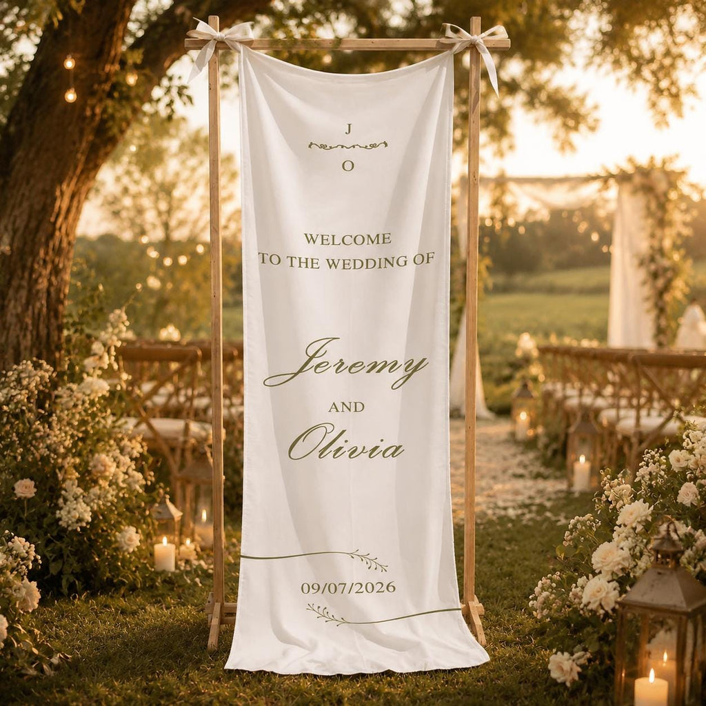 Personalized Wedding Welcome Sign Rustic Wedding Backdrop Banner Bridal Shower Decor Custom Wedding Banner Ceremony Decor