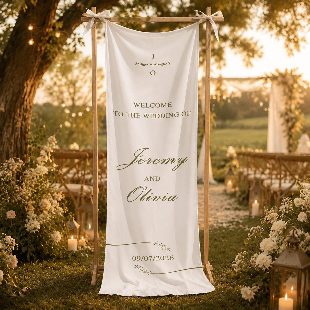 Personalized Wedding Welcome Sign Rustic Wedding Backdrop Banner Bridal Shower Decor Custom Wedding Banner Ceremony Decor