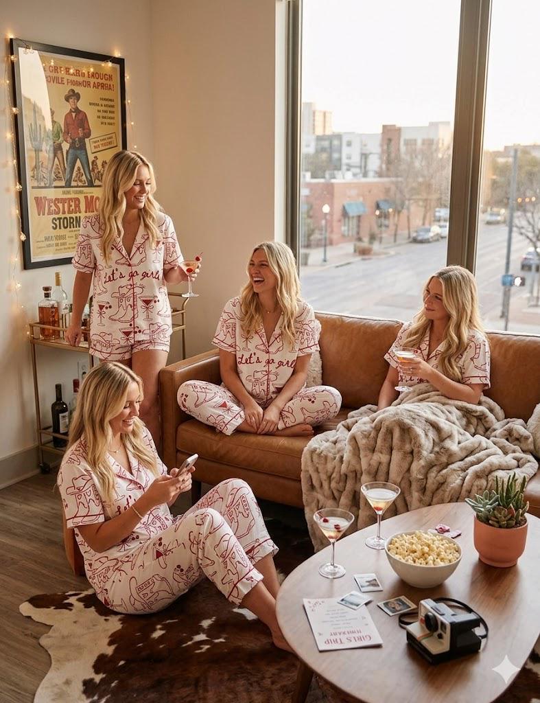 Western Cowgirl - Let's Go Girls Pajamas – Cowgirl Boot Martini pjs– Nashville Bachelorette Party Gift