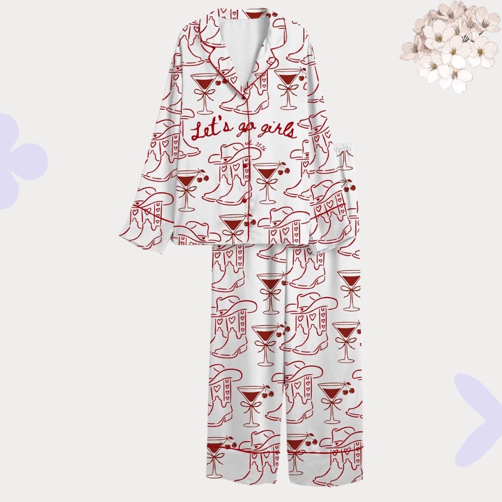 Western Cowgirl - Let's Go Girls Pajamas – Cowgirl Boot Martini pjs– Nashville Bachelorette Party Gift