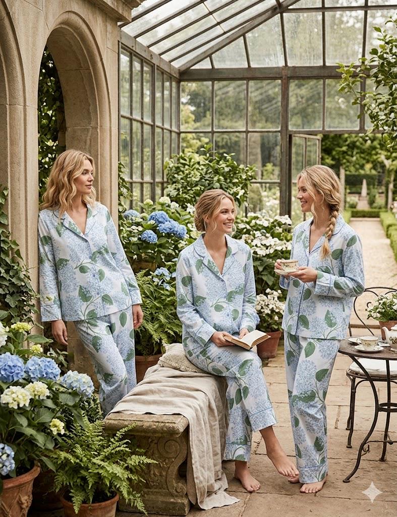 Hydrangea Pajamas Set - Hydrangea Loungewear - Birthday Gift for Her - Bridal Party, Floral Pjs