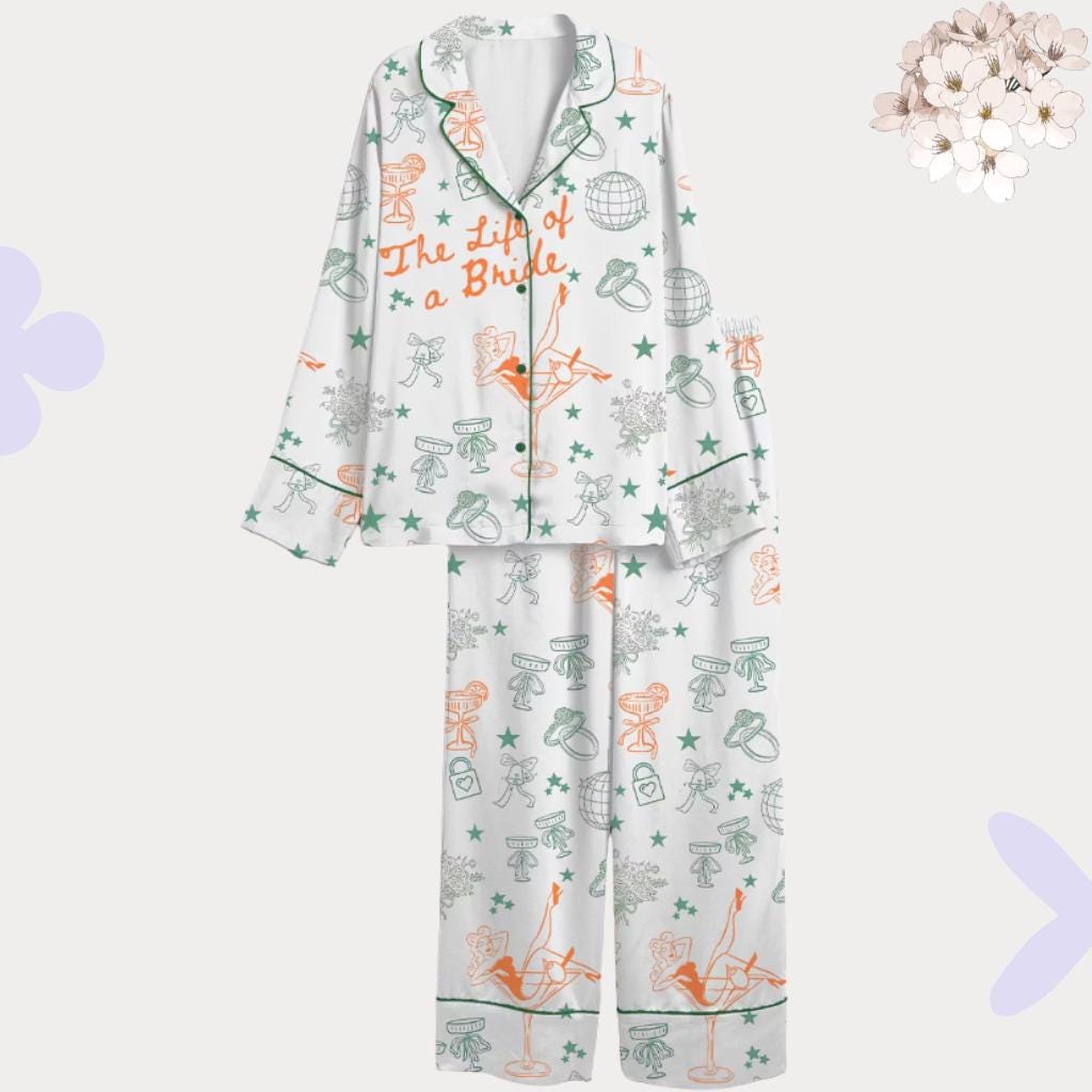 Bride Pajama Set – Retro Bride To Be Sleepwear – Wedding Morning, Getting Ready Outfits - Bachelorette