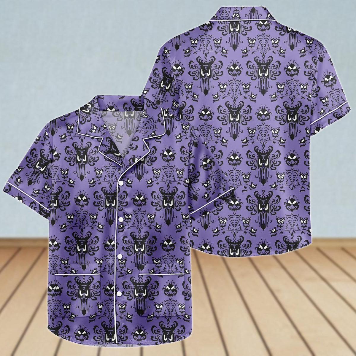 Disney Haunted Mansion Satin Pajamas Set, Hitchhiking Ghosts Women Pajamas, Horror Movie Pajamas Short, Bridesmaid Pjs, Halloween Gift