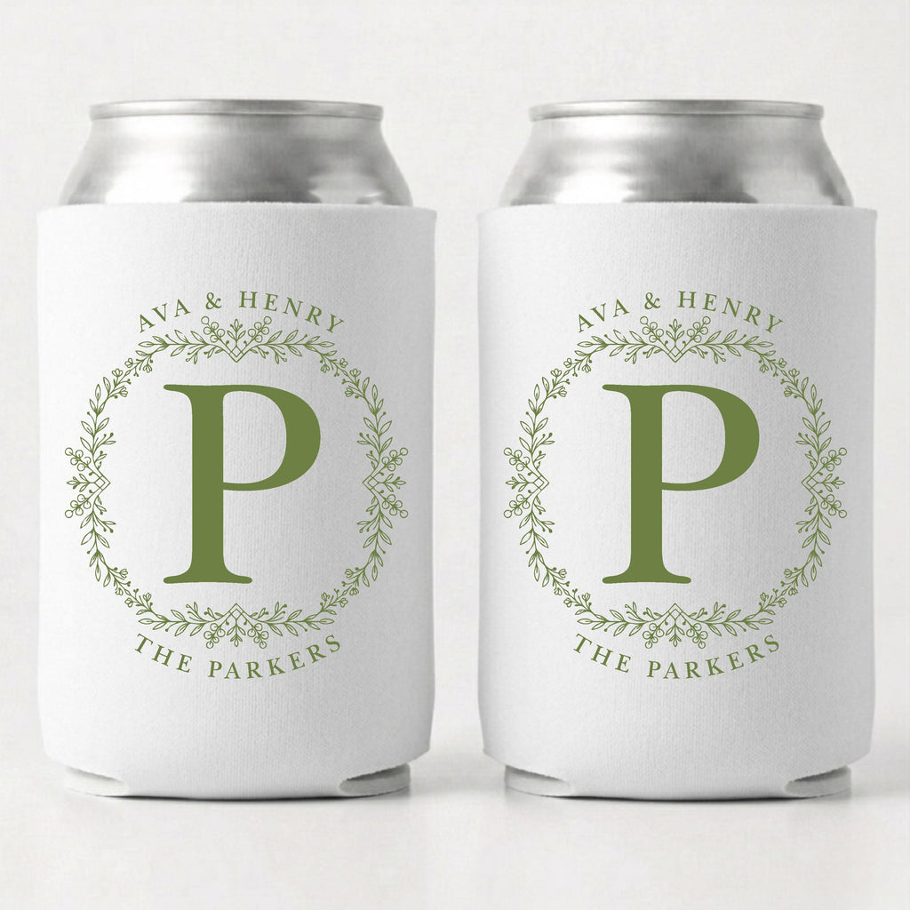 Personalized Floral Wedding Can Coolers, Custom Wildflower Wedding Favors, Rustic Bridal Shower Drink Sleeves, Guest Favor Gift