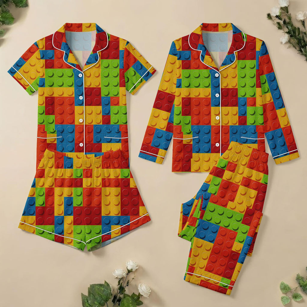 Building Blocks Pajamas, Master Builder Shirt For Her, Building Bricks Sleepwears, Building Bricks Holiday Pajamas, Gift For Her