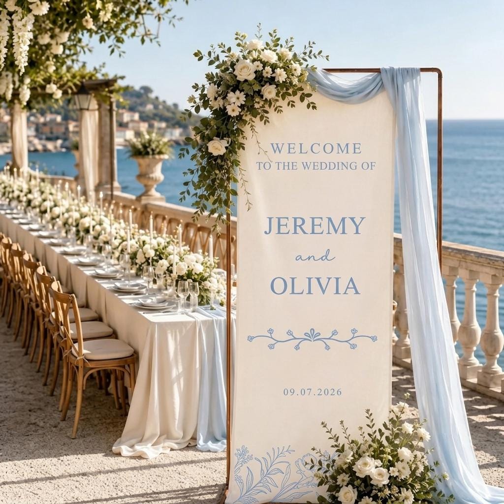 Personalized Wedding Welcome Sign Rustic Wedding Backdrop Banner Bridal Shower Decor Custom Wedding Banner Ceremony Decor