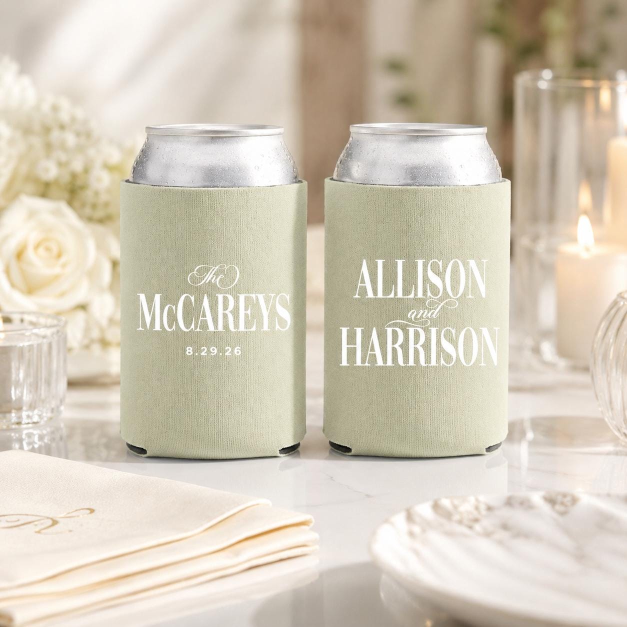 Wedding Can Cooler Custom Wedding Favor Can Coolers, Personalized Can Holders, Personalized Beer Huggers, Can Coolers, Wedding favors