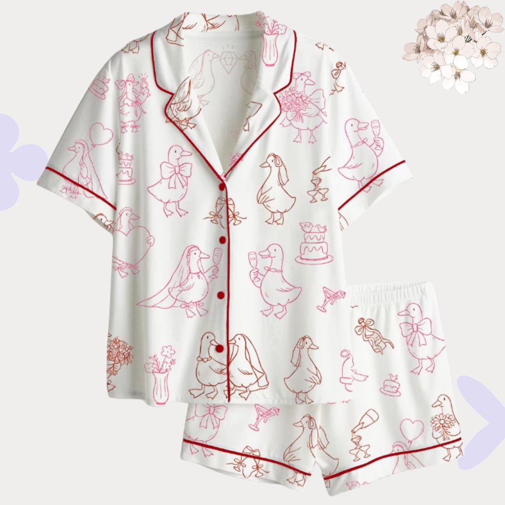 Funny Duck Bride Pajamas, Matching Bridesmaid PJs, Bridal Shower Gift, Hen Party Loungewear