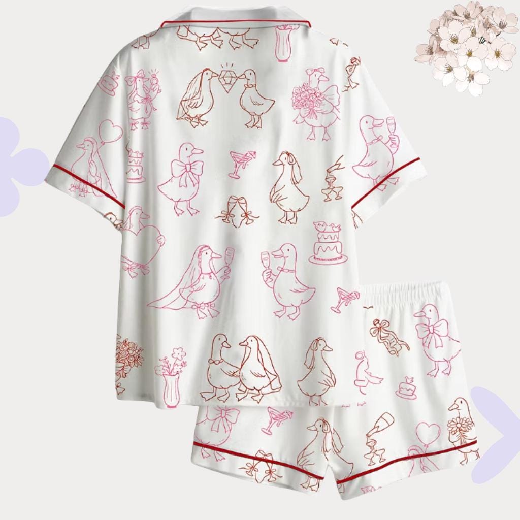 Funny Duck Bride Pajamas, Matching Bridesmaid PJs, Bridal Shower Gift, Hen Party Loungewear