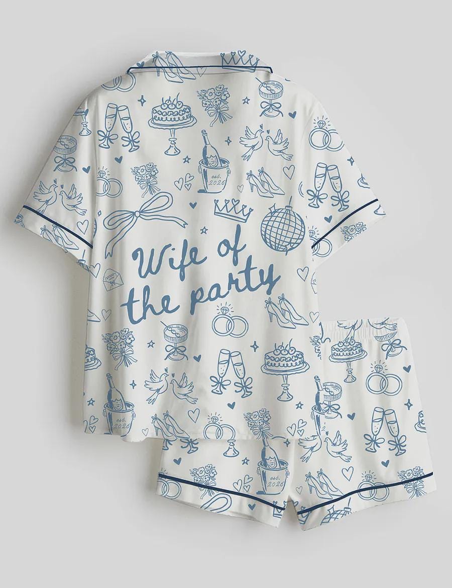 Wife of the Party Pajama Set, Bridal Pajamas, Bride Party Pajamas, Bachelorette Pajamas, Bridesmaid Pajama Set, Wedding Gift for Bride