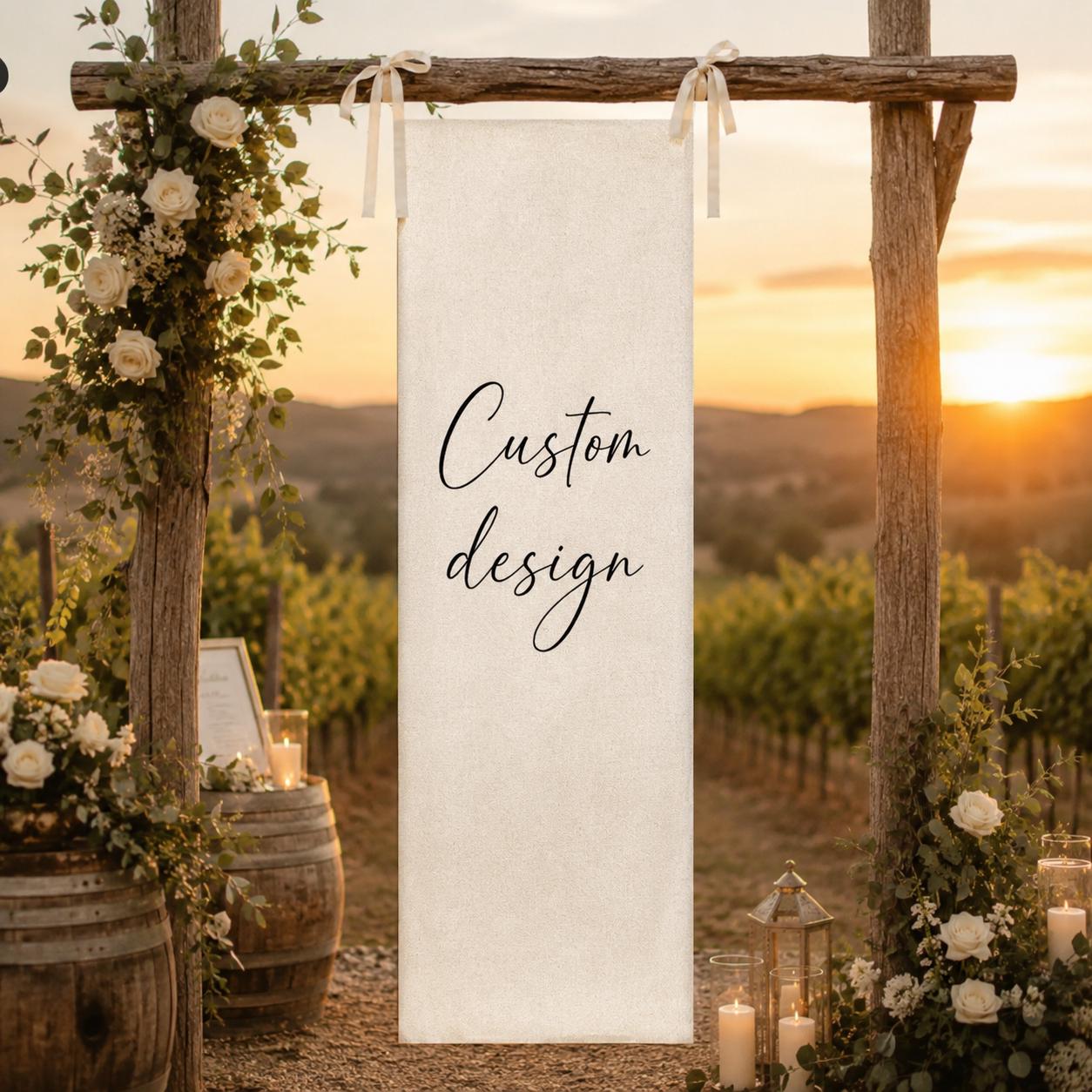 Custom Wedding Fabric Sign, Personalized Hanging Linen Banner, Your Design Wedding Signage, Reception Decor
