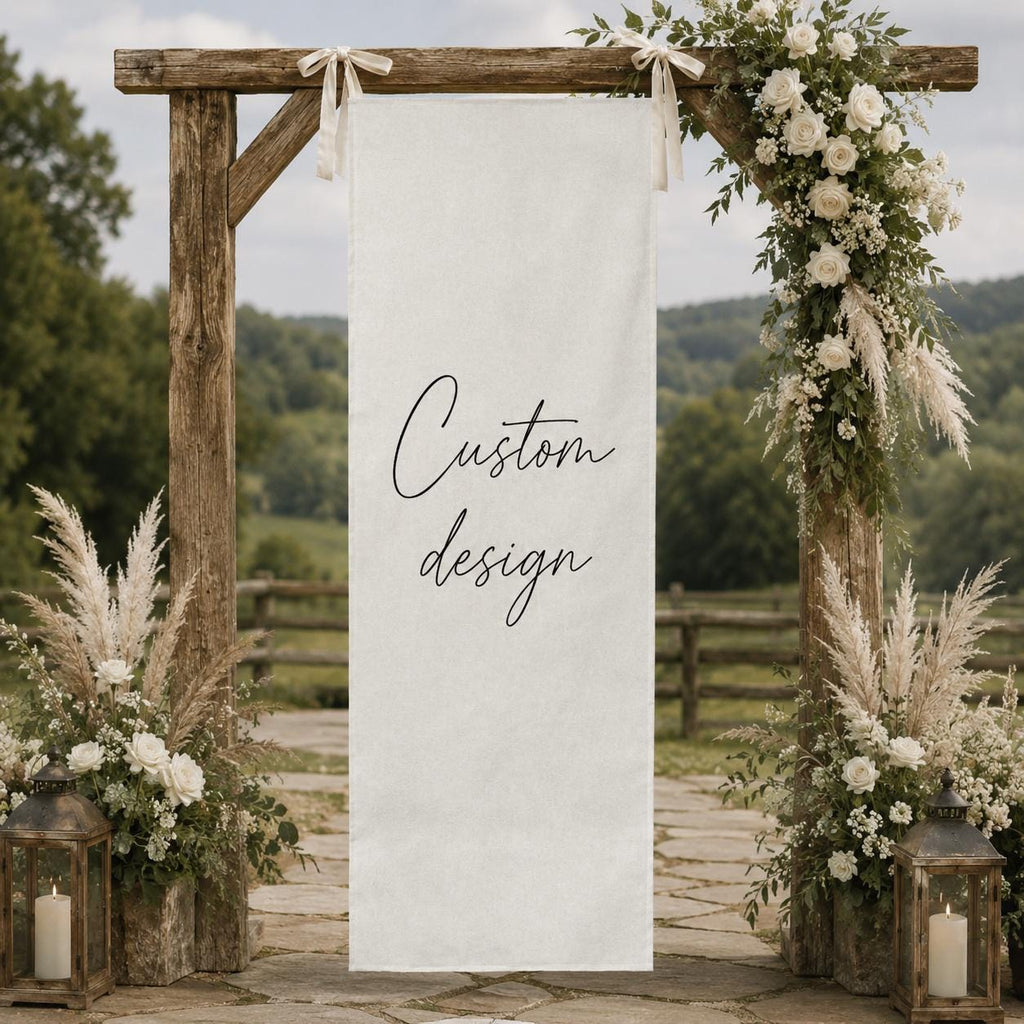Custom Wedding Fabric Sign, Personalized Hanging Linen Banner, Your Design Wedding Signage, Reception Decor