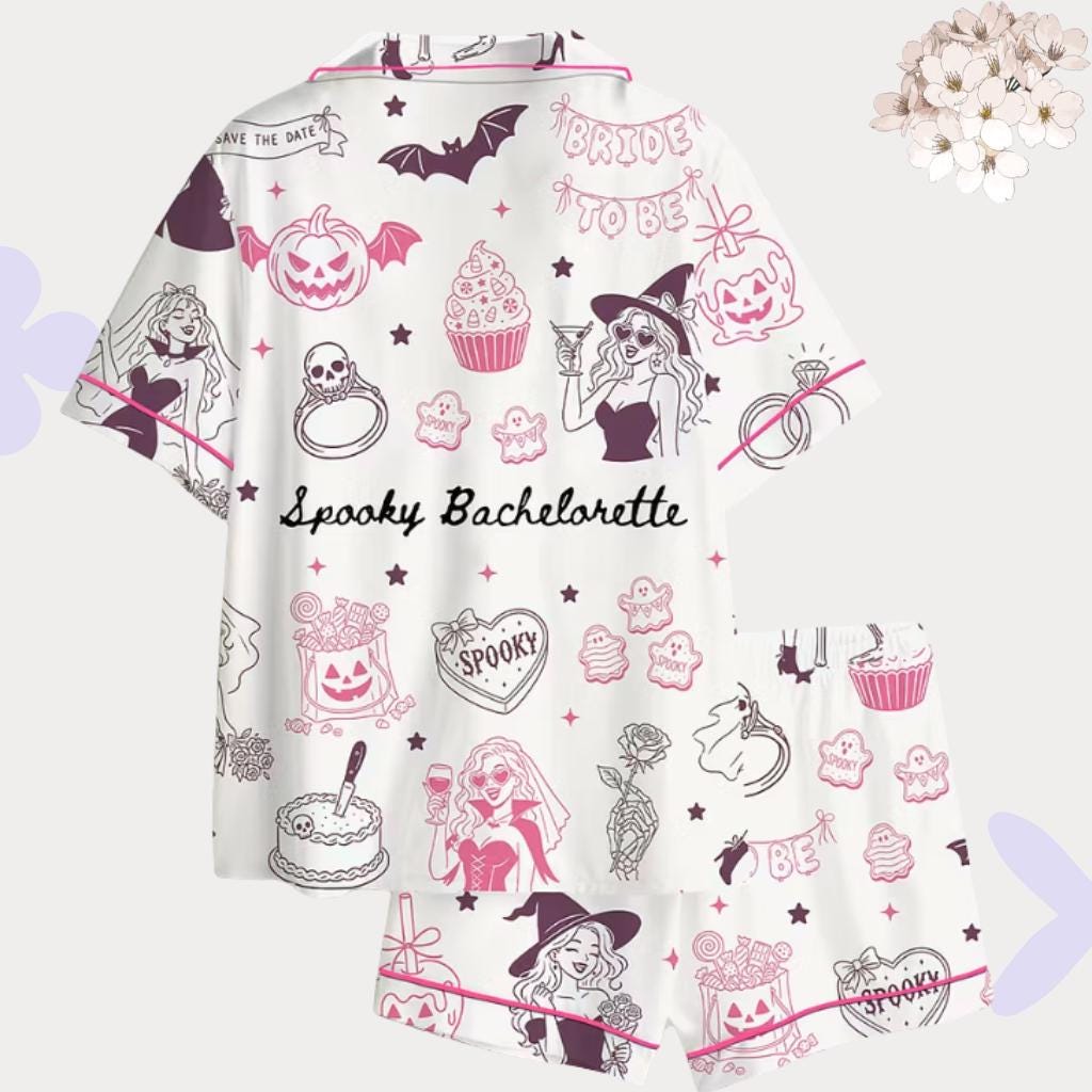 Halloween Bride Pajamas – Spooky Bride To Be Pj Set – Horror Bachelorette Party Sleepwear