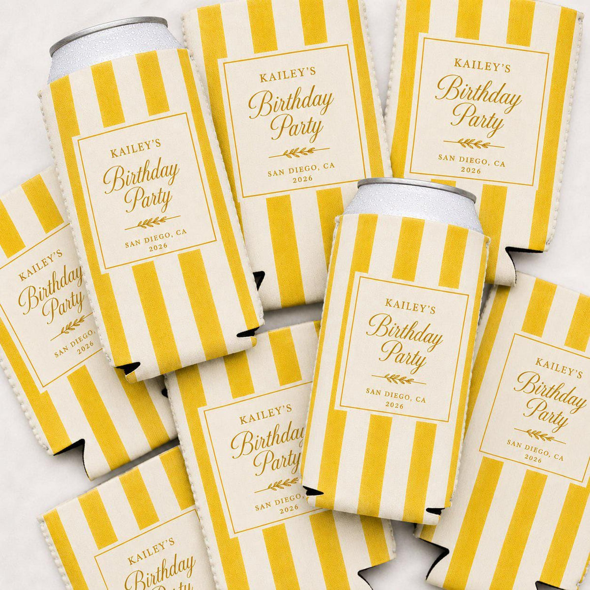 Custom Bachelorette Party Can Cooler, Bridal Shower Drinkware, Cabana Stripe Drink Coolers, Wedding Party Favors, Personalized Drink Holder