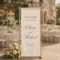 Personalized Vertical Wedding Welcome Banner, Minimalist Linen Sign for Reception Entrance and Ceremony Decor