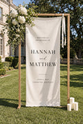 Fabric Wedding Welcome Sign, Personalized Linen Ceremony Banner, Cotton Custom Reception Decor
