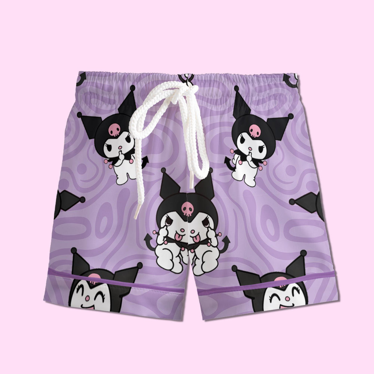 Cute Gothic Purple Bunny Pajamas Set, Cozy Button Down Sleepwear For Family, Classic Kawaii Purple Pajamas, Cute Slumber Party Gifts