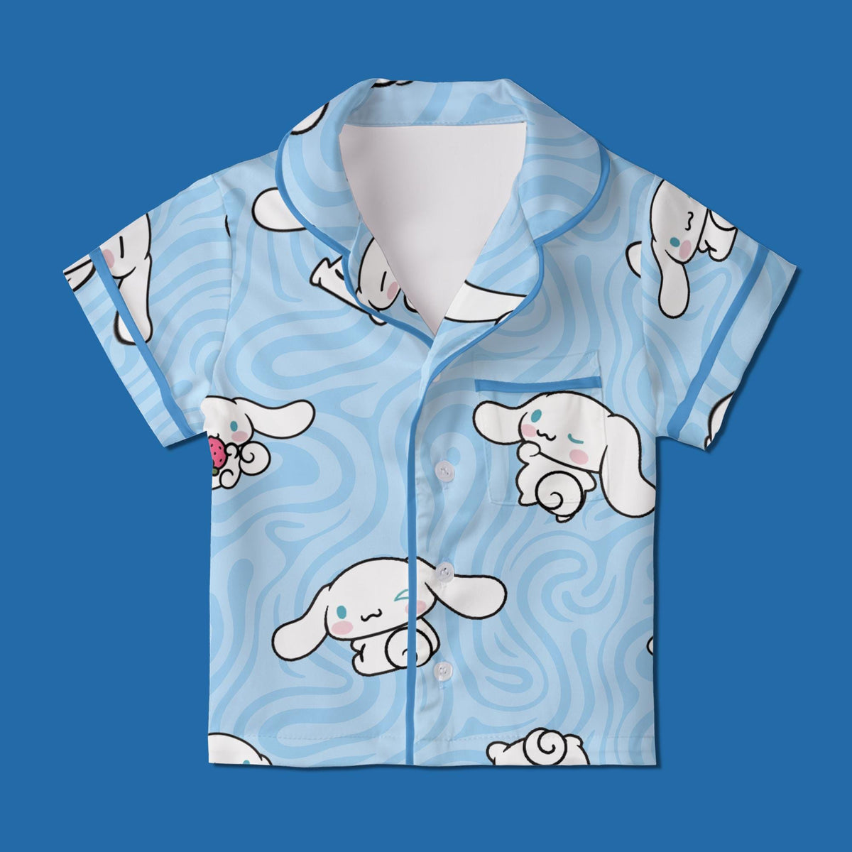 Cute White Puppy Pajamas Set, Kawaii Floppy Ear Dog Sleepwear For Family, Pastel Blue Swirl Pajamas, Sweet Slumber Party, Puppy Shirt Dress