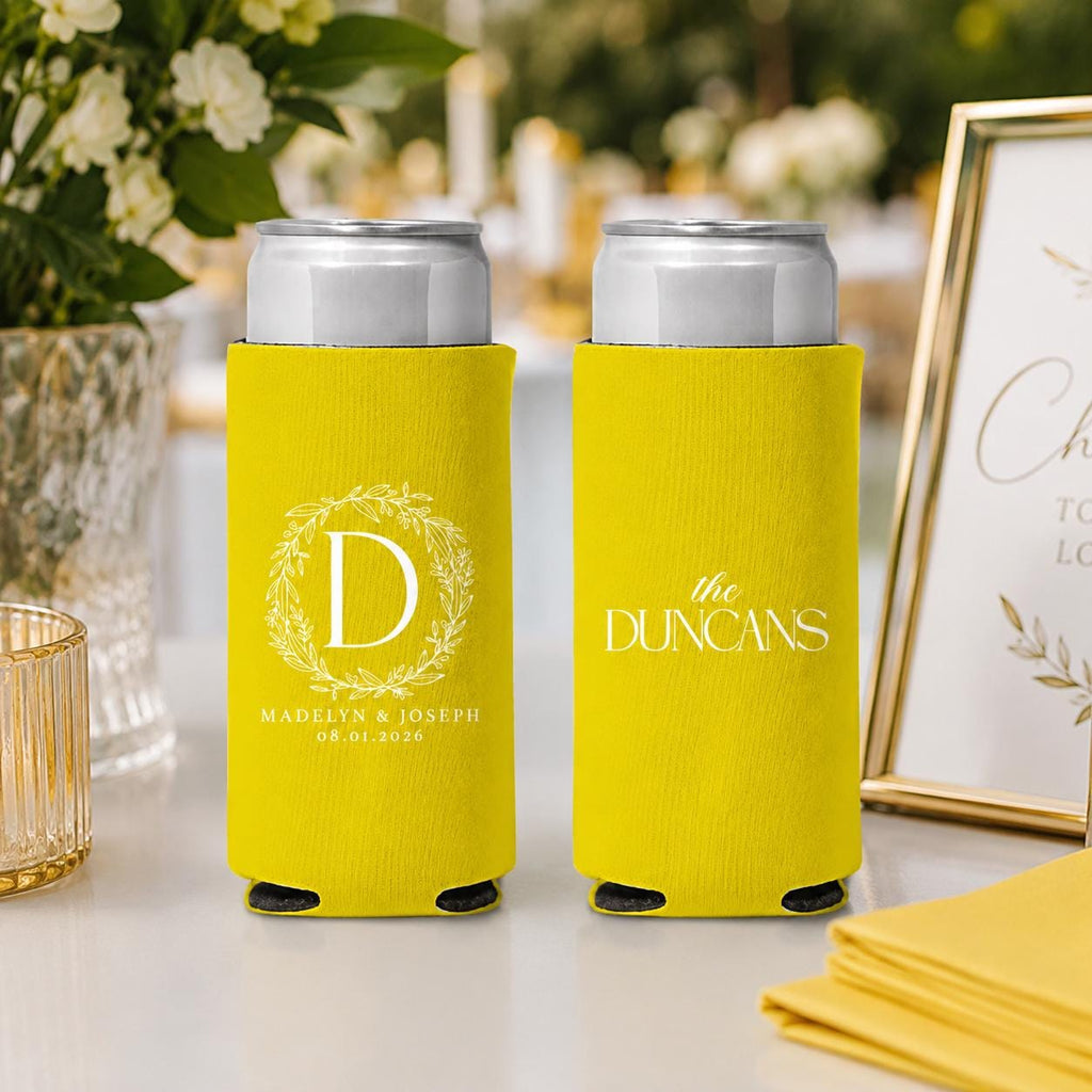 Personalized Slim Can Coolers for Weddings and Bachelorette Parties Custom Skinny Can Drink Sleeves Bulk Modern Party Favors