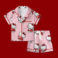 Cute White Cat Pajamas, Matching Family Sleepwear, Pink Lounge Set, Birthday Gift, Girls Weekend Sleepwear, Slumber Party Gifts