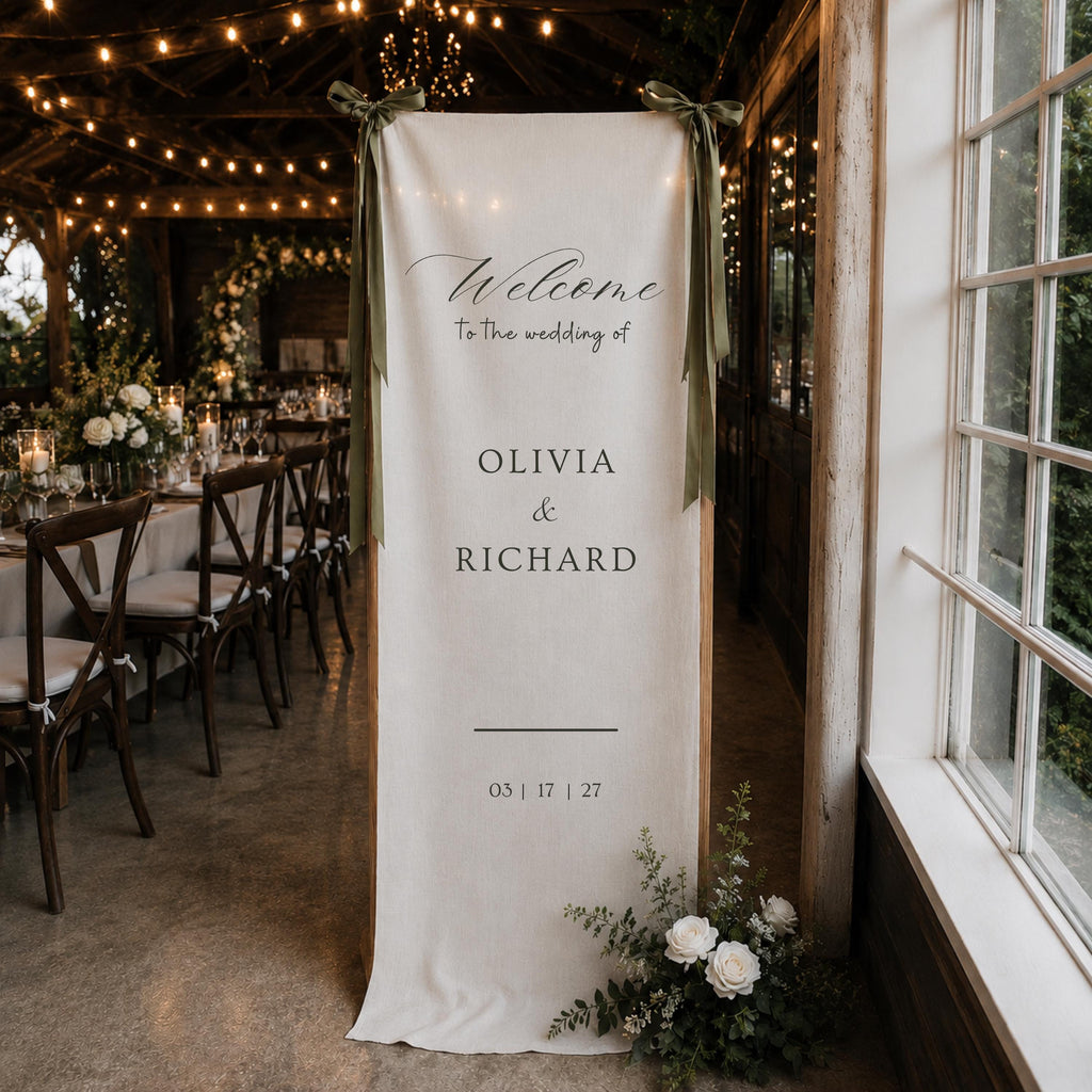 linen wedding sign , linen welcome sign , custom linen banner , custom fabric sign ,custom linen sign , fabric welcome sign