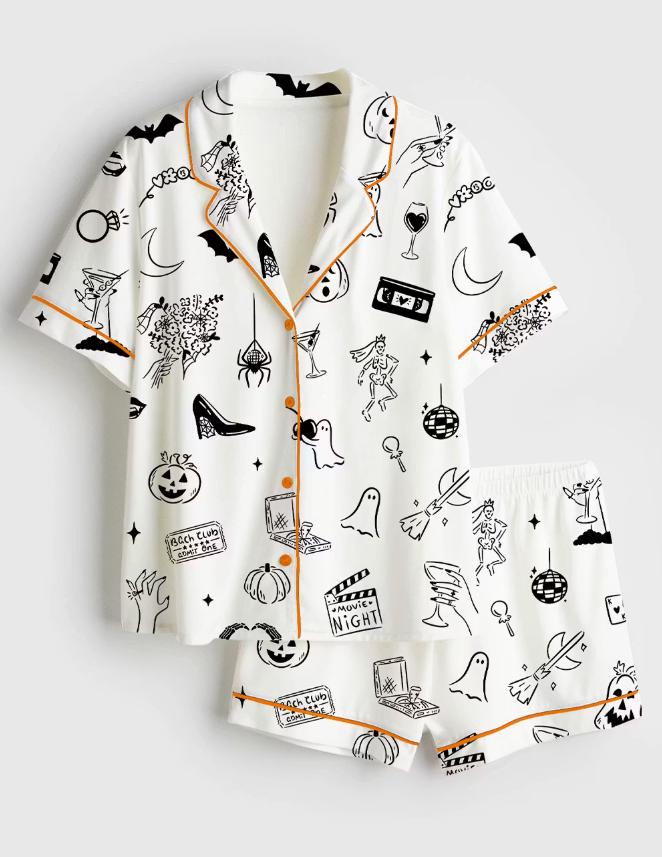Spooky Bachelorette Pajama Set - Halloween Bridal Party Loungewear - Ghost Bride Sleepwear Gift - Halloween Pajamas