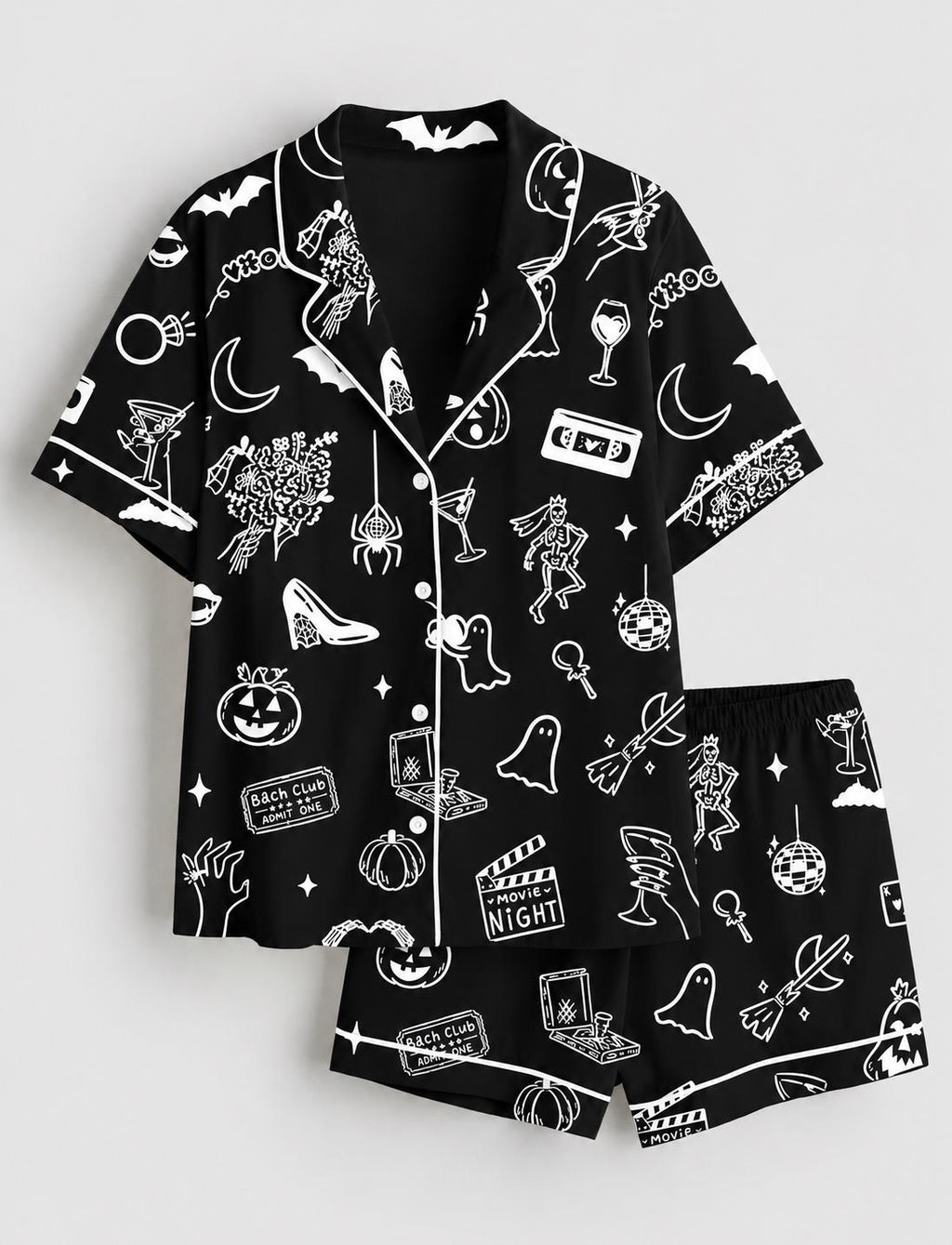 Spooky Bachelorette Pajama Set - Halloween Bridal Party Loungewear - Ghost Bride Sleepwear Gift - Halloween Pajamas