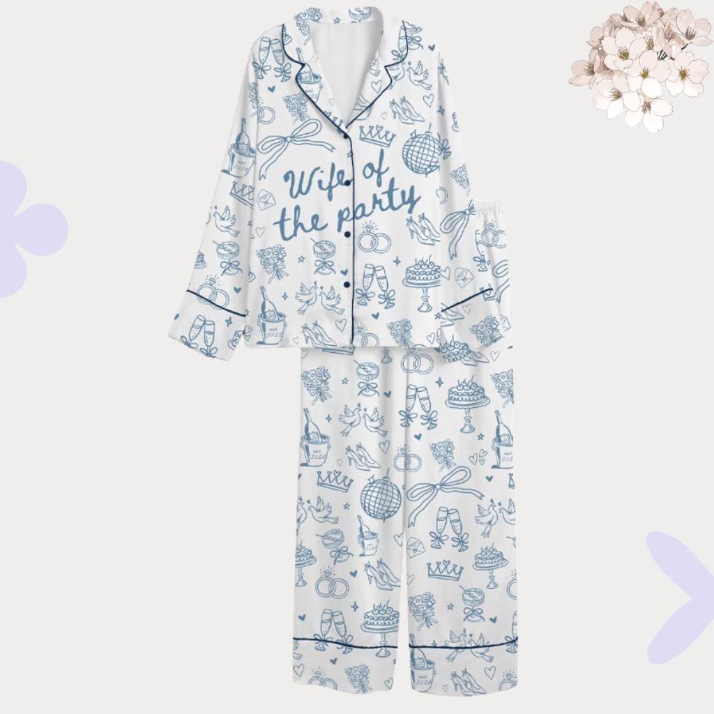 Wife of the Party Pajamas – Custom Bridal Doodle Pjs – Bachelorette Party Gift - Matching Bridesmaid