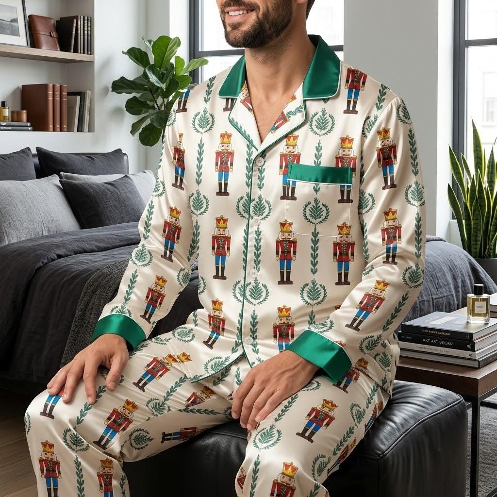 Nutcracker Christmas Satin Pajamas Set, Nutcracker Pajamas, Christmas Pajamas, Nutcracker Xmas Lover Gift, Family Matching Christmas Pajamas